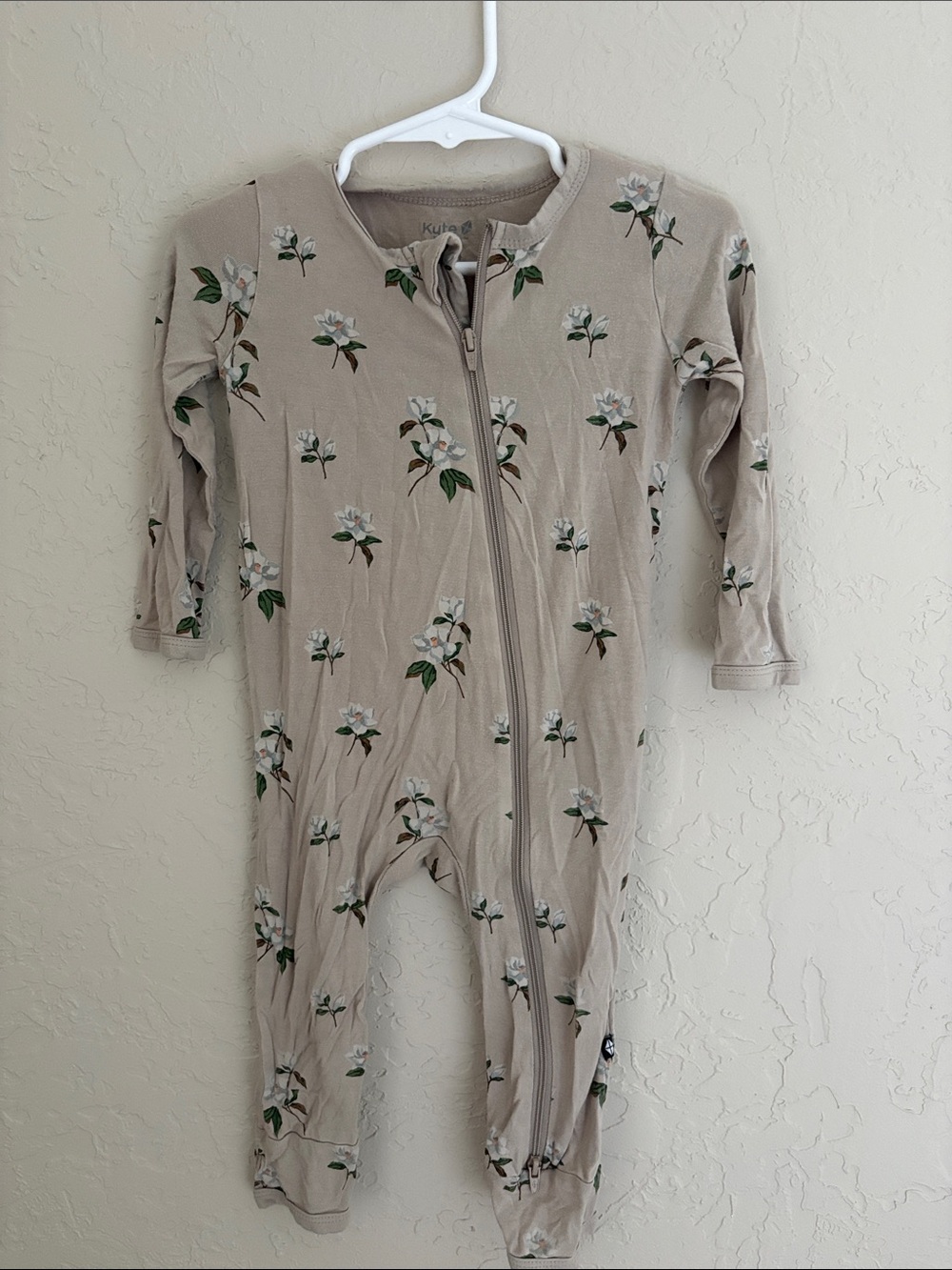 Kyte BABY Beige Floral Zip One-Piece